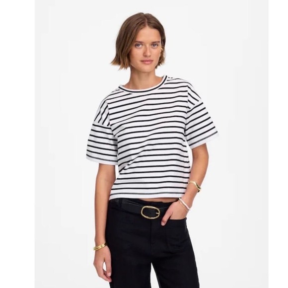 Madewell Tops - Madewell Everyday Boxy Crop Tee in Stripe Medium